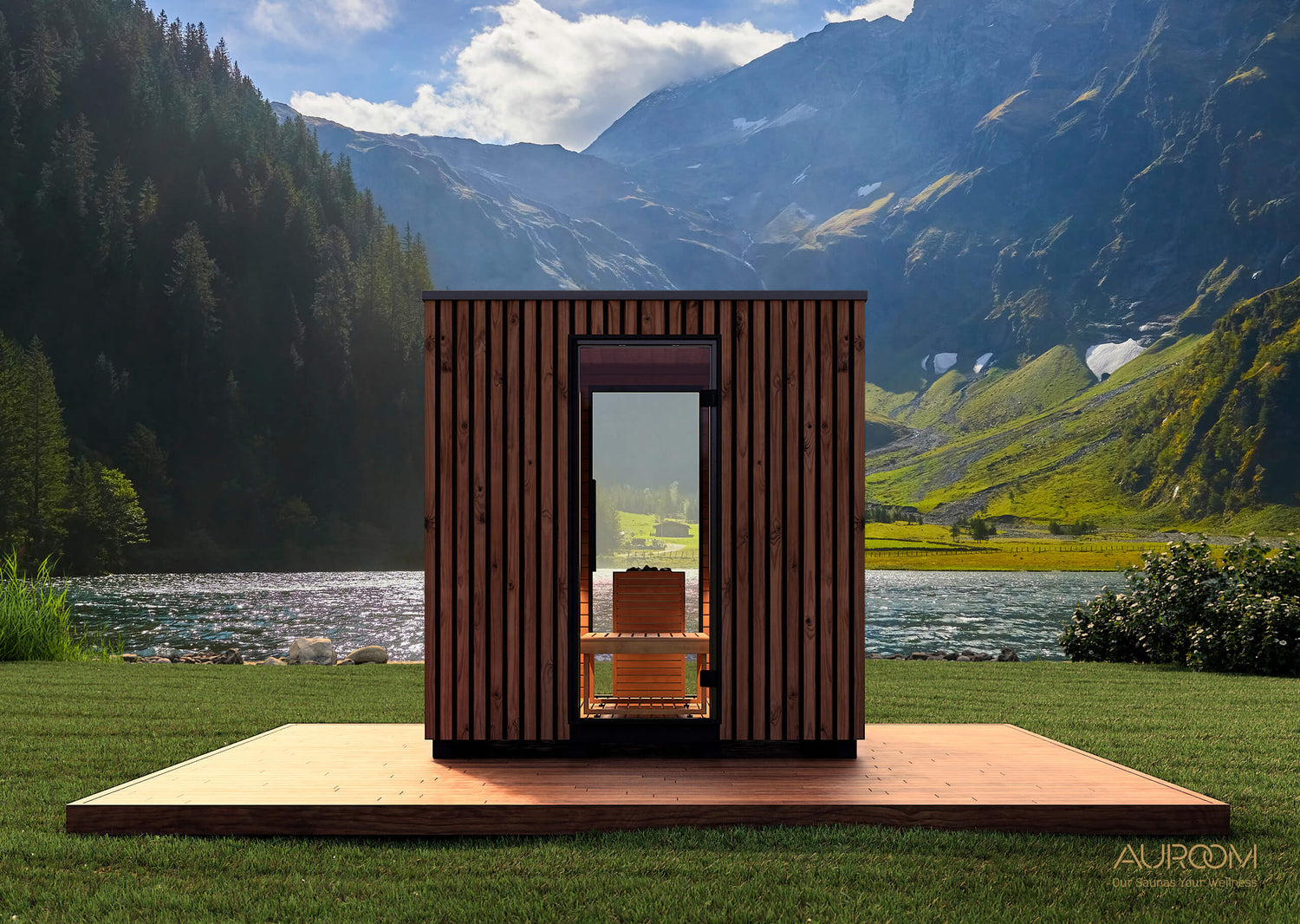 Image of an Outdoor Sauna by the Lake